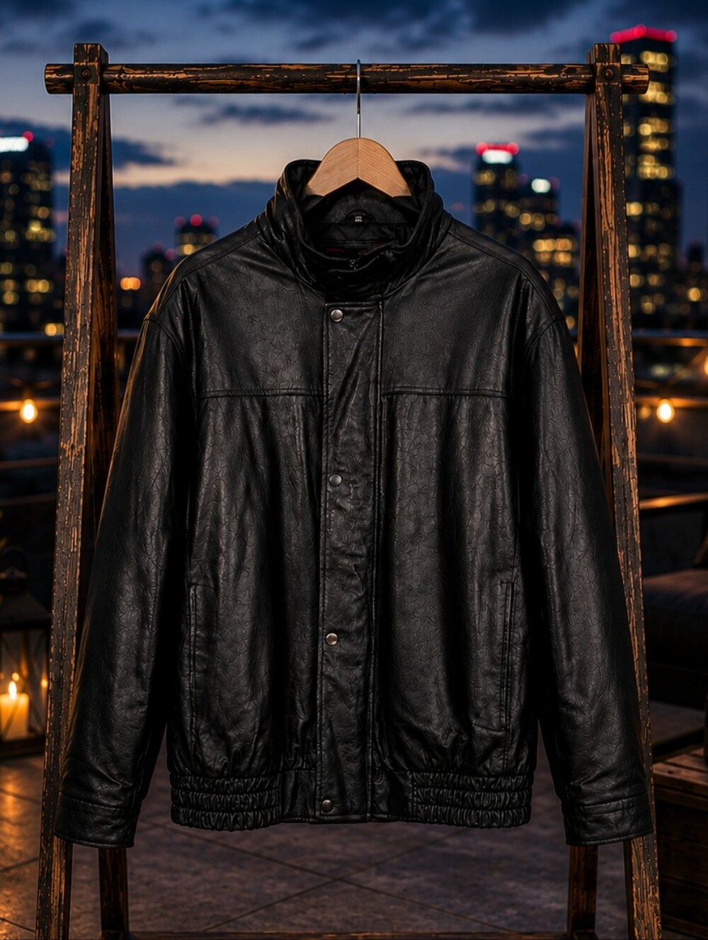 Phase Two Genuine Leather Bomber Jacket Men's 2XL Black Quilted Lined